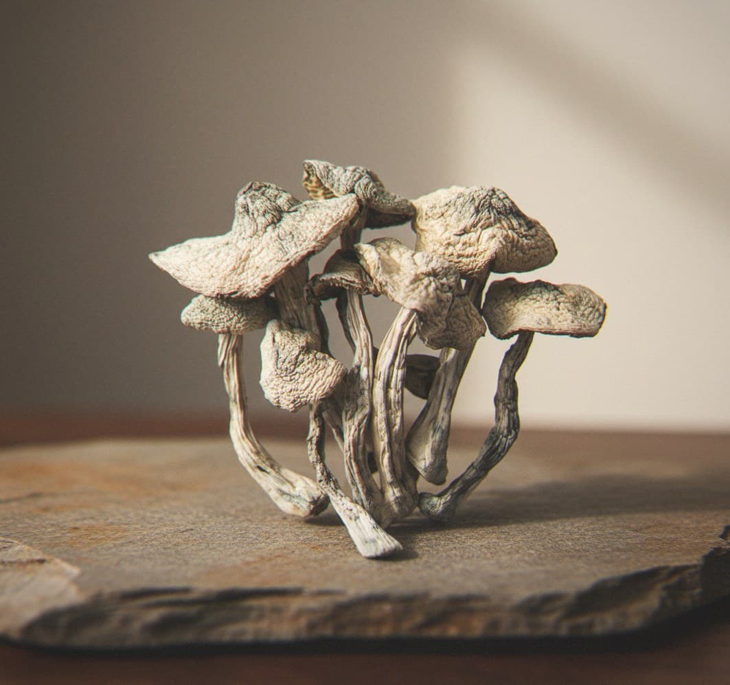 Dried Treasure Coast psilocybin mushrooms (Psilocybe cubensis) — medium mushrooms